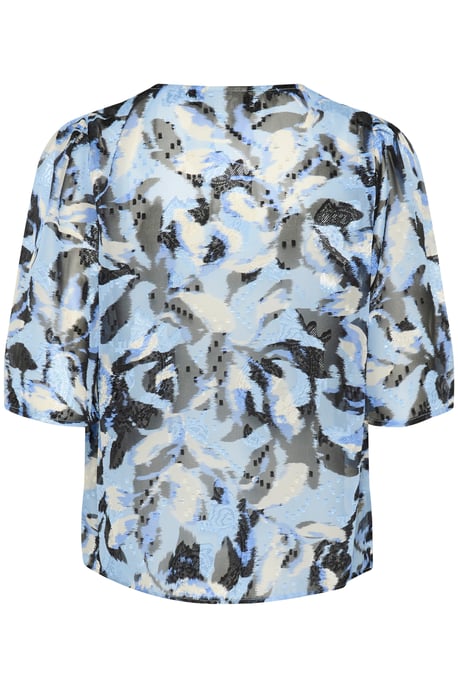 Kurzarm-Bluse A-shape Blue Flower Print floral - Image 5