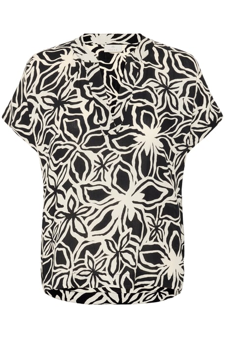 Kurzarm-Bluse Regular fit Black / Light Beige Flower - Image 4