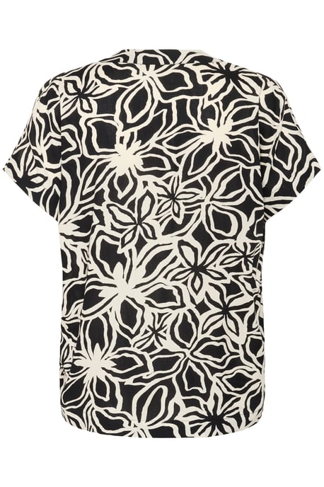 Kurzarm-Bluse Regular fit Black / Light Beige Flower - Image 5