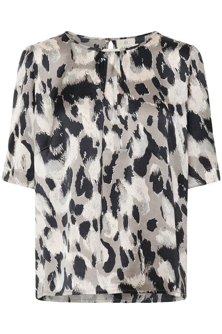 Kurzarm-Bluse Regular fit Grey Leopard Print - Image 4