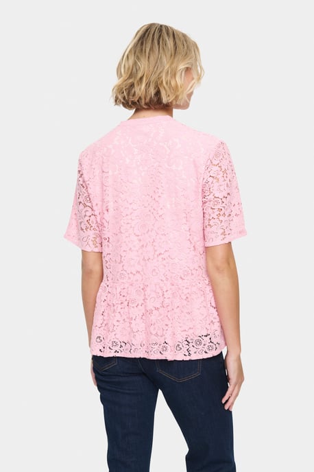 Kurzarm-Bluse Gerade Passform Pink Nectar rose - Image 5