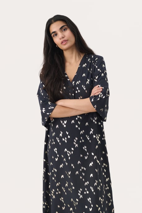 Kleid Gerade Passform Navy Foil Print navy - Image 3