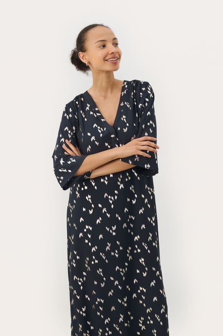 Kleid Gerade Passform Navy Foil Print navy - Image 4