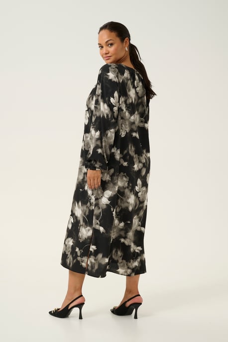 Kleid Loose fit Black/White Flower Print black offwhite - Image 3