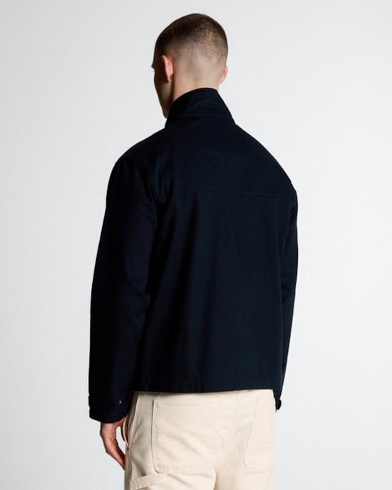 Lyle & Scott Twilljacke mit hohem Kragen – Dunkelmarineblau - Image 3