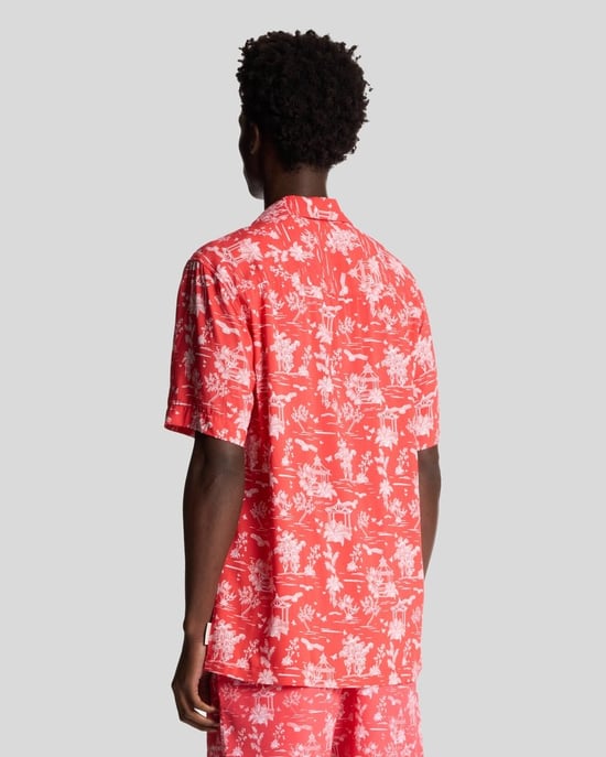 Lyle & Scott Botanischer Garten Druck Ferienhemd - Rot - Image 3