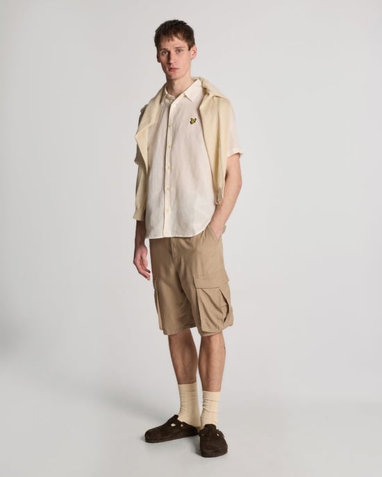 Lyle & Scott Hanf-Kurzarmhemd - Beige - Image 4