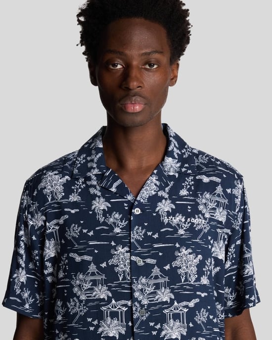 Lyle & Scott Botanischer Garten Druck Resort-Hemd - Dunkelblau - Image 4
