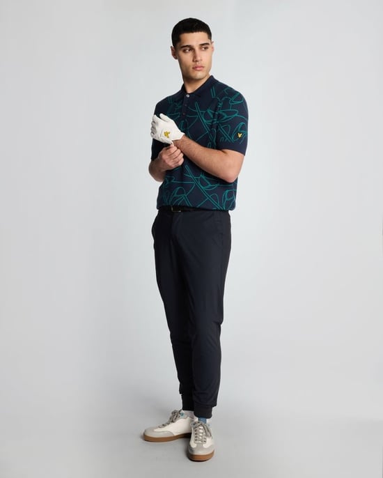 Lyle & Scott Golf Outline Strick-Poloshirt – Marineblau - Image 2