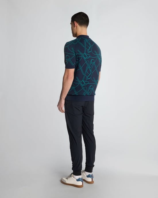 Lyle & Scott Golf Outline Strick-Poloshirt – Marineblau - Image 3