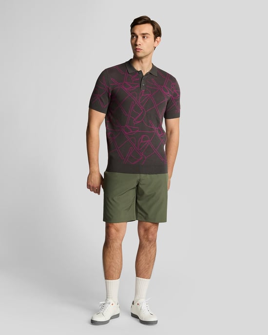 Lyle & Scott Golf Outline Strick-Poloshirt – Lila - Image 2