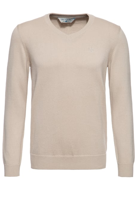 Way of Glory Herren WAY OF GLORY Herren Pullover mit V-Ausschnitt ecru - Image 1