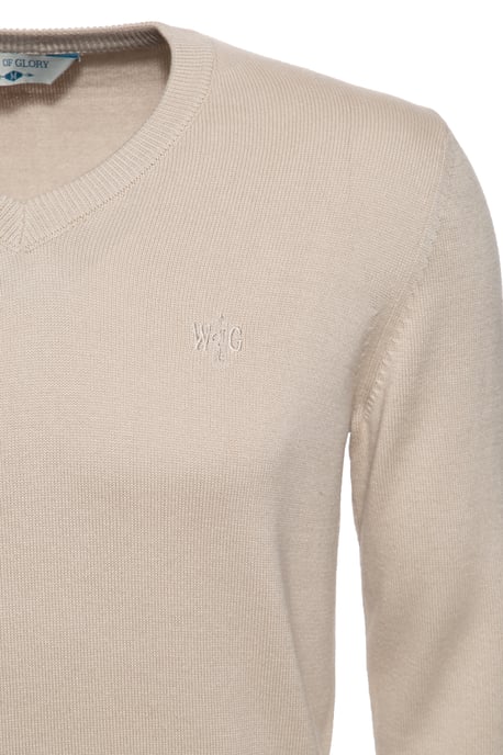 Way of Glory Herren WAY OF GLORY Herren Pullover mit V-Ausschnitt ecru - Image 3
