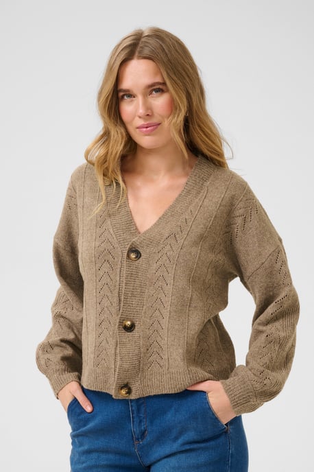 Strickjacke Straight fit Walnut Melange beige - Image 3