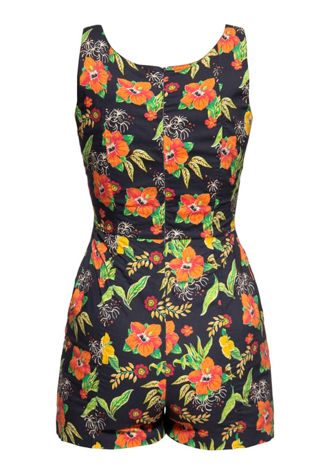 Queen Kerosin Damen Jumpsuit Hibiskus Black mehrfarbig - Image 2