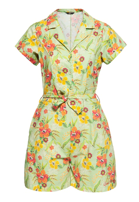 Queen Kerosin Damen Blusen Jumpsuit Hibiscus Mint mint - Image 1