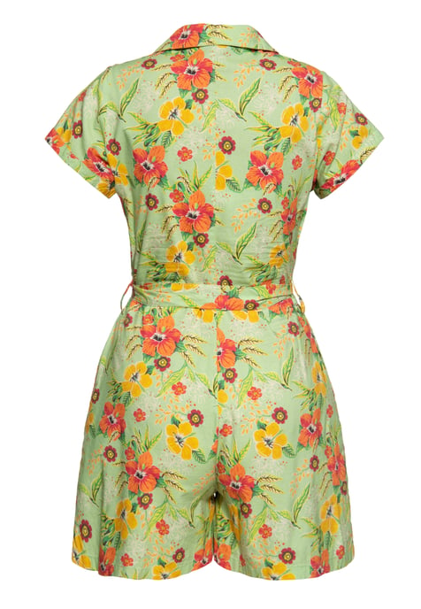 Queen Kerosin Damen Blusen Jumpsuit Hibiscus Mint mint - Image 2
