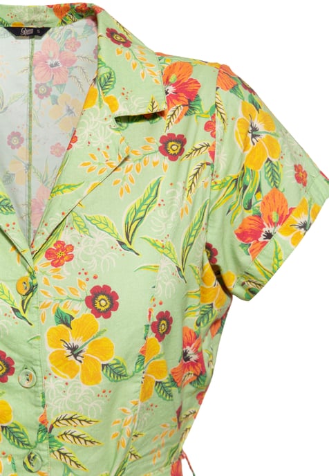 Queen Kerosin Damen Blusen Jumpsuit Hibiscus Mint mint - Image 3
