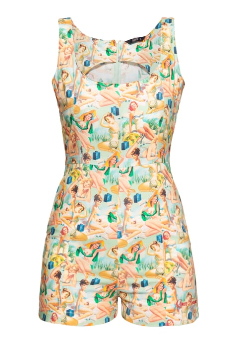 Queen Kerosin Damen Jumpsuit Pin-Up mehrfarbig - Image 1