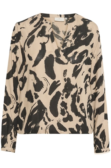 Langarm-Bluse Regular fit Black/Feather Gray Leo leopard - Image 4