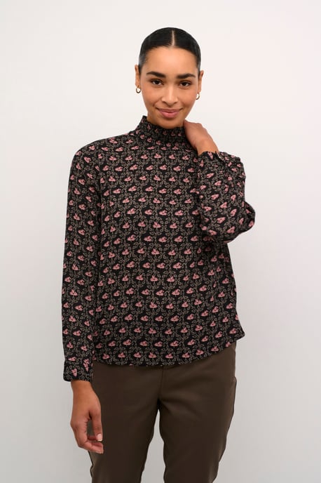Langarm-Bluse Regular fit Black_Rosa Flowers floral - Image 2
