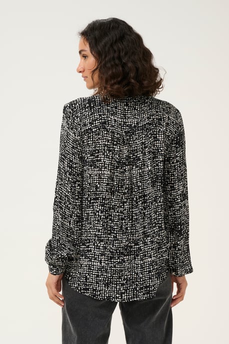 Langarm-Bluse Regular fit Black/Turtledove Graphic Dot black white - Image 3