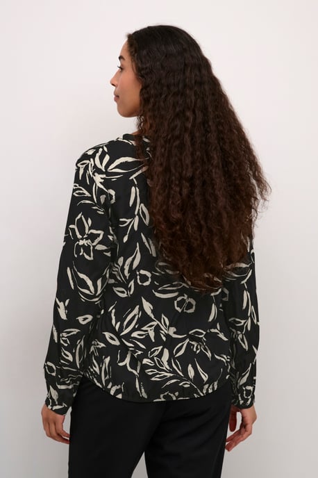 Langarm-Bluse Regular fit Black/Sand Painted Flower - Image 3