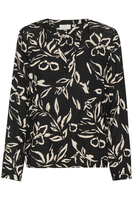 Langarm-Bluse Regular fit Black/Sand Painted Flower - Image 4