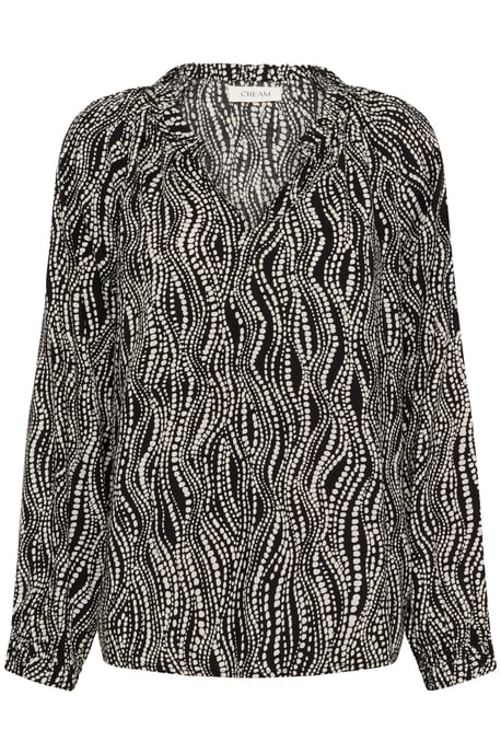 Langarm-Bluse Regular fit Black wavy dots - Image 4
