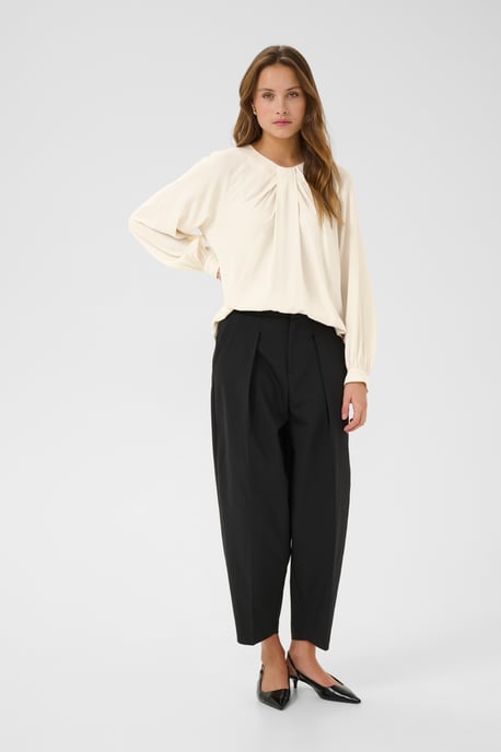 Langarm-Bluse Gerade Passform Whisper White - Image 1