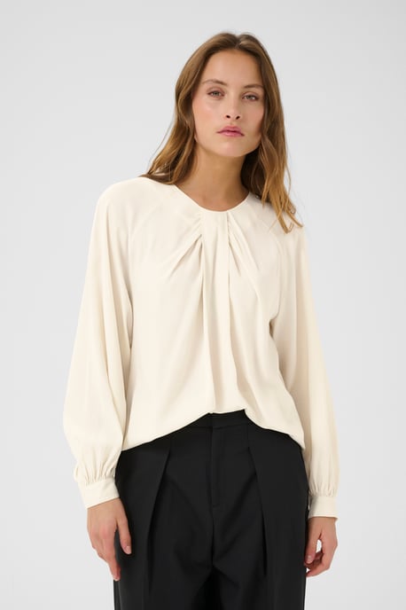 Langarm-Bluse Gerade Passform Whisper White - Image 3