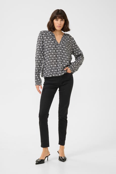Langarm-Bluse Regular fit Black/Moonstruck Retro Print black darkgrey - Image 2