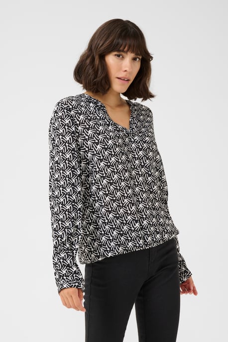 Langarm-Bluse Regular fit Black/Moonstruck Retro Print black darkgrey - Image 4