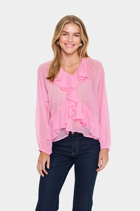 Langarm-Bluse Lockere Passform Begonia Pink pink - Image 2