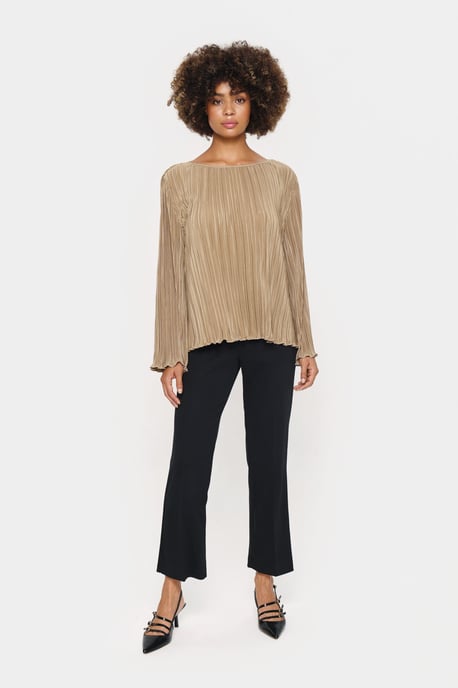 Langarm-Bluse Gerade Passform Dune beige - Image 1