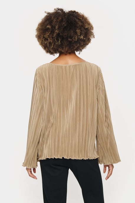 Langarm-Bluse Gerade Passform Dune beige - Image 3