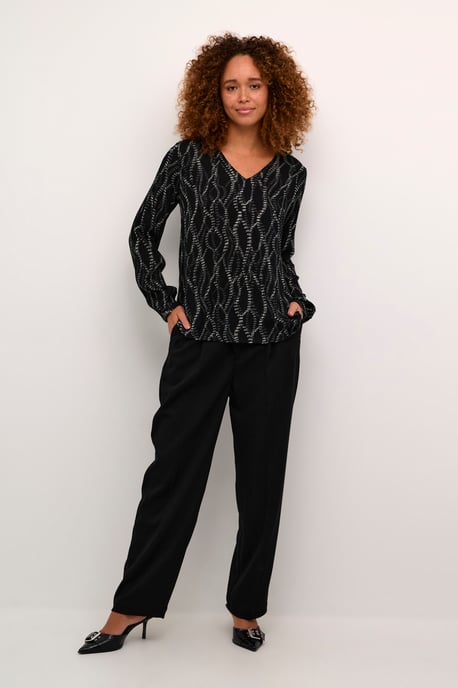 Langarm-Bluse Regular fit Black/Grey Graphic Simili black multi - Image 1