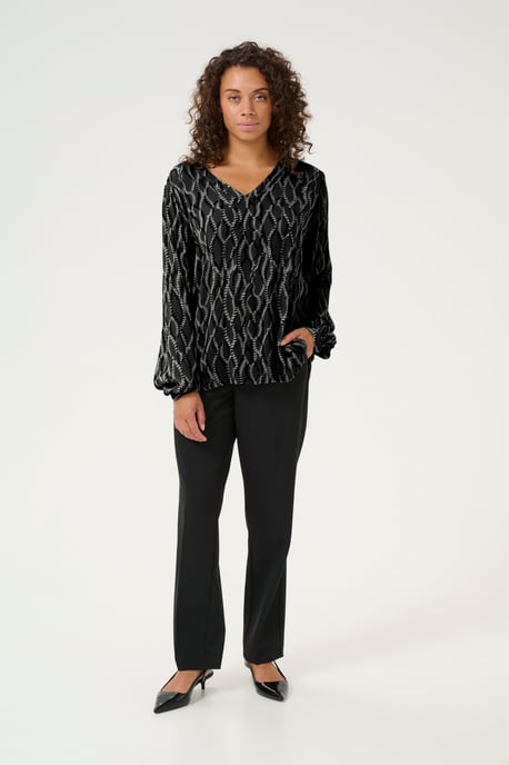 Langarm-Bluse Regular fit Black/Grey Graphic Simili black multi - Image 2
