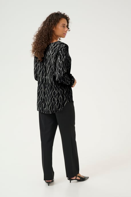 Langarm-Bluse Regular fit Black/Grey Graphic Simili black multi - Image 3
