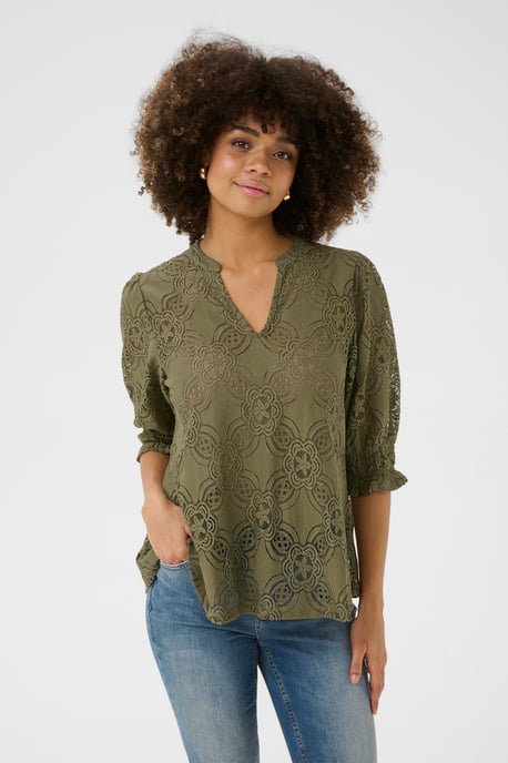 Langarm-Bluse Relaxed fit Dusky Green - Image 3