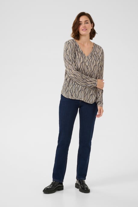 Langarm-Bluse Regular fit Grey/Black Graphic Simili grey - Image 1