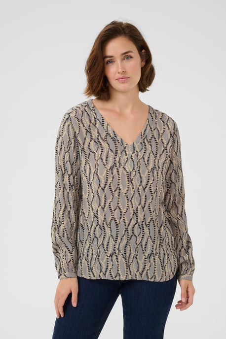 Langarm-Bluse Regular fit Grey/Black Graphic Simili grey - Image 3