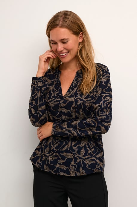 Langarm-Bluse Regular fit Brindle/Midnight Doodle Print - Image 4