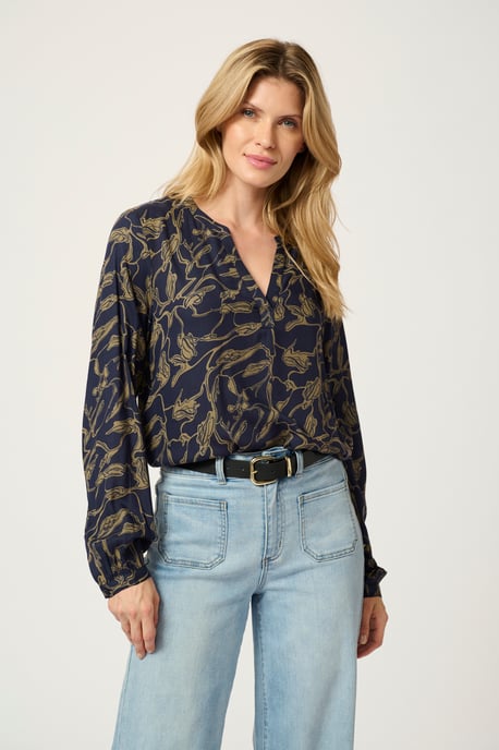 Langarm-Bluse Regular fit Brindle/Midnight Doodle Print - Image 5