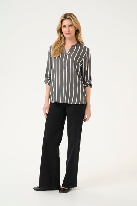 Langarm-Bluse Regular fit Black Oyster/Chalk Stripe black white - Image 1
