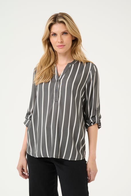 Langarm-Bluse Regular fit Black Oyster/Chalk Stripe black white - Image 2