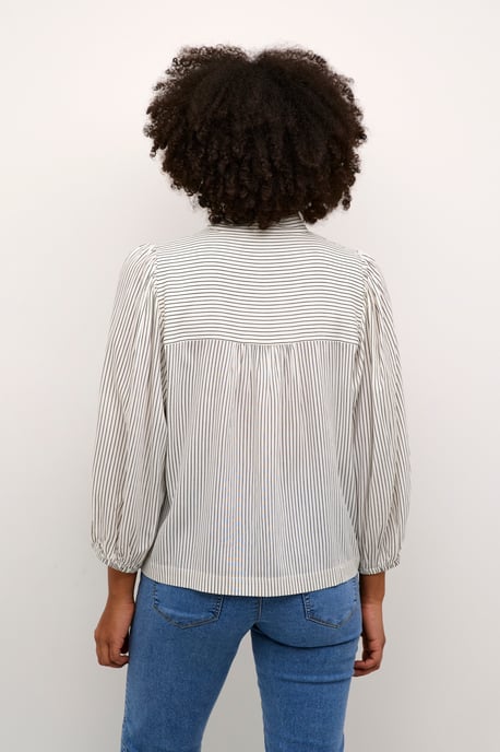 Langarm-Bluse Regular fit Turtledove/Black Stripe white black - Image 3
