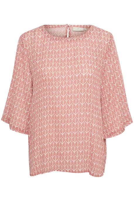 Langarm-Bluse Regular fit Dusty red / chalk leaf white red - Image 4