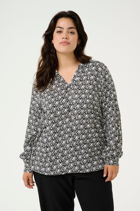 Langarm-Bluse Regular fit Black/Moonstruck Retro Print black darkgrey - Image 3