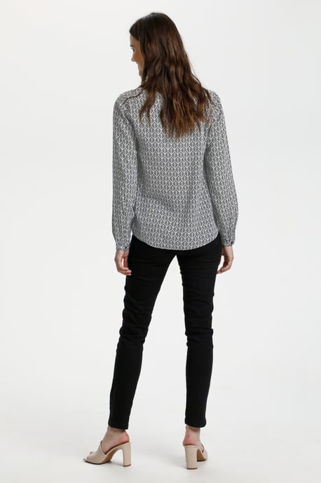 Langarm-Bluse Regular fit Black / Chalk Fan Print black white - Image 3